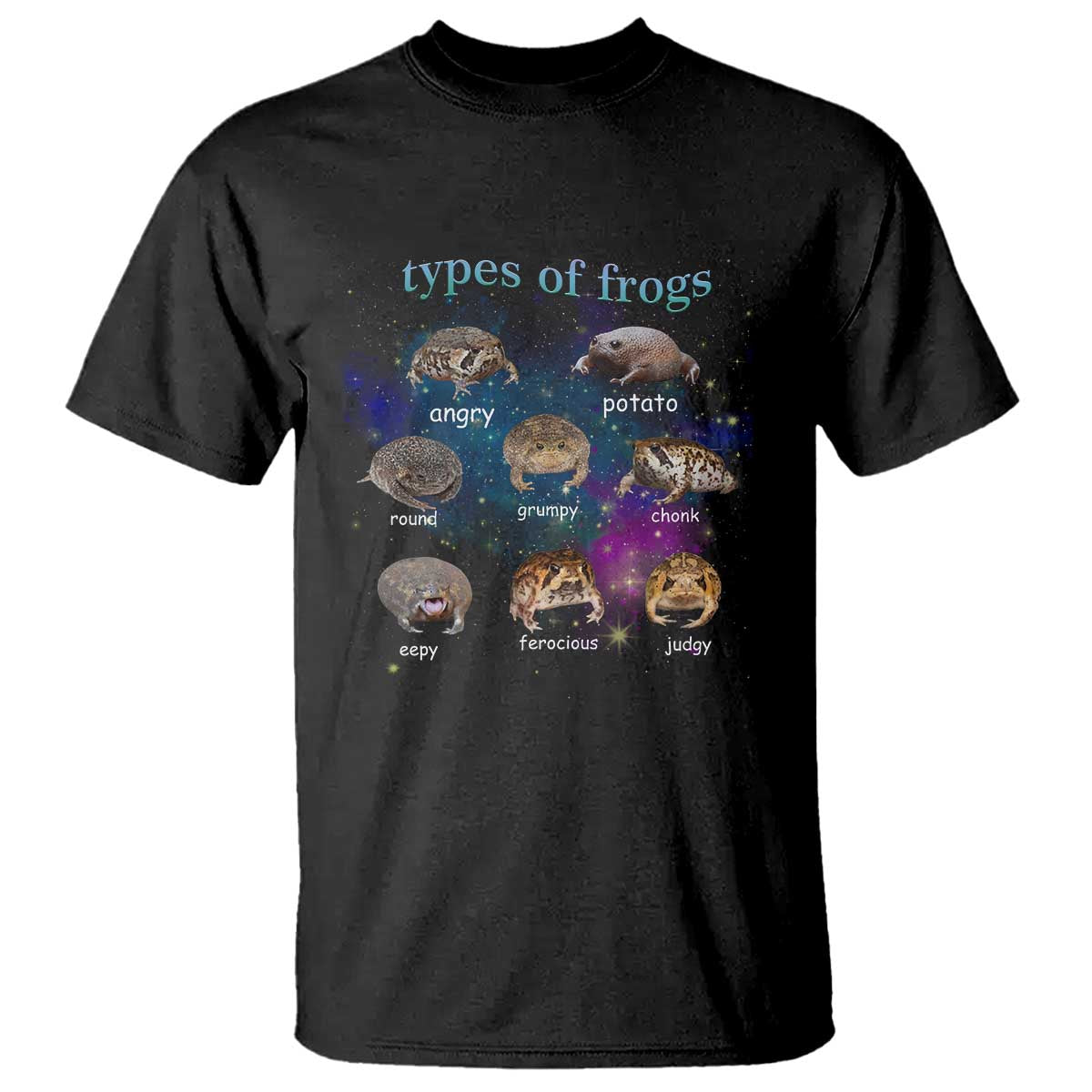 Types Of Frogs Funny Rain Frog Meme Chart T Shirt Angry Grumpy Eepy Chonk Potato Round Judgy Ferocious