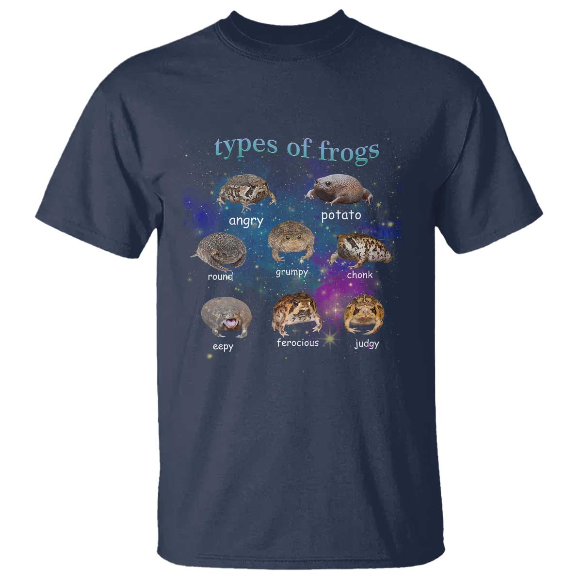 Types Of Frogs Funny Rain Frog Meme Chart T Shirt Angry Grumpy Eepy Chonk Potato Round Judgy Ferocious
