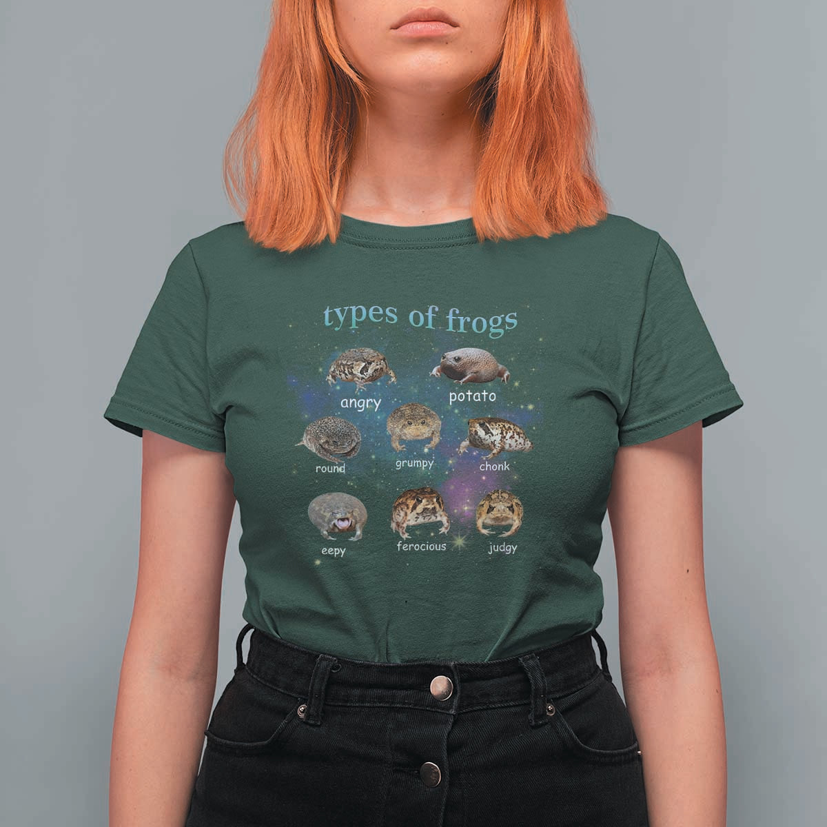 Types Of Frogs Funny Rain Frog Meme Chart T Shirt For Women Angry Grumpy Eepy Chonk Potato Round Judgy Ferocious