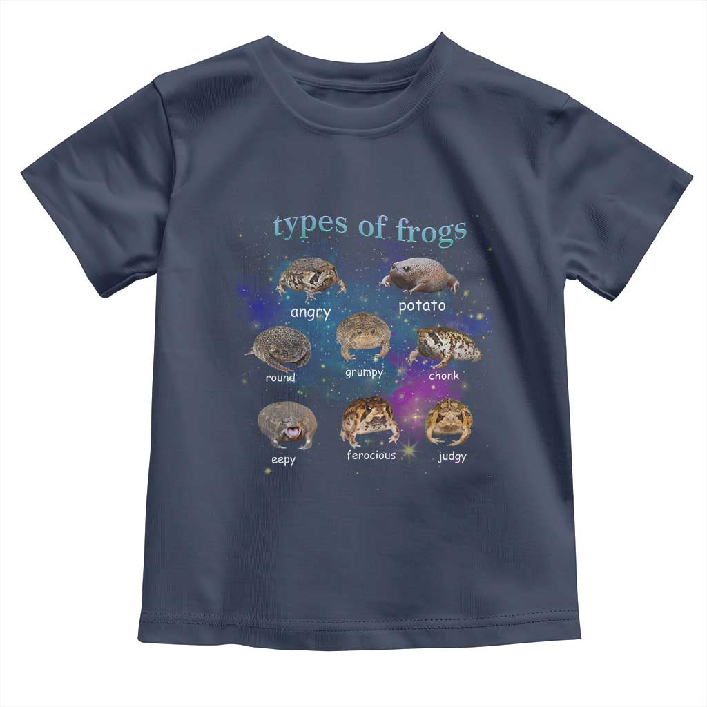 Types Of Frogs Funny Rain Frog Meme Chart Toddler T Shirt Angry Grumpy Eepy Chonk Potato Round Judgy Ferocious