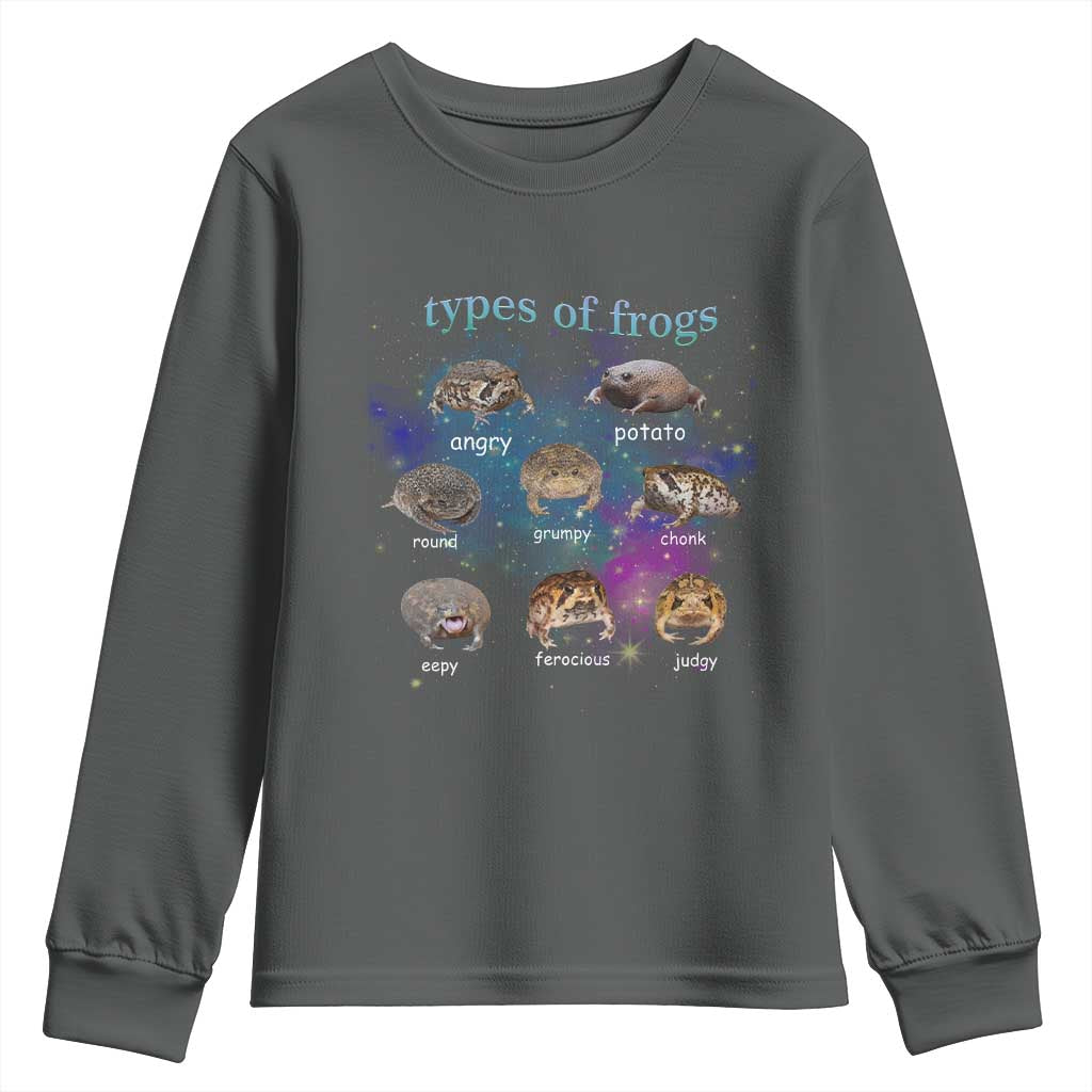 Types Of Frogs Funny Rain Frog Meme Chart Youth Sweatshirt Angry Grumpy Eepy Chonk Potato Round Judgy Ferocious