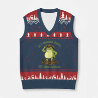 Funny Cowboy Frog Western Meme V-Neck Knit Sweater Vest If I Shenan Once I Will Shenanigan