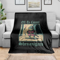 Funny Medieval Frog Knight Fantasy RPG Meme Throw Blanket Off To Commit Shenanigans