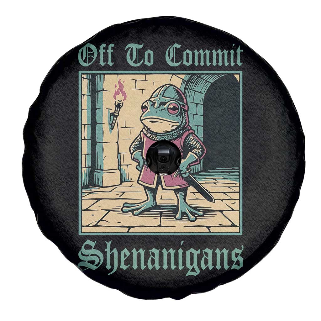 Funny Medieval Frog Knight Fantasy RPG Meme Spare Tire Cover Off To Commit Shenanigans