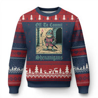 Funny Medieval Frog Knight Fantasy RPG Meme Ugly Christmas Sweater Off To Commit Shenanigans