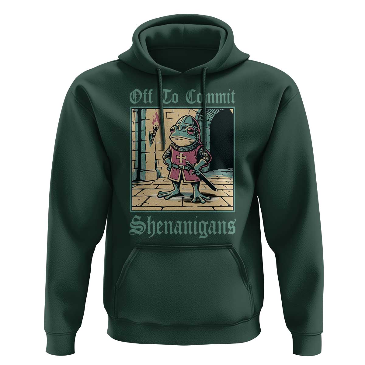 Funny Medieval Frog Knight Fantasy RPG Meme Hoodie Off To Commit Shenanigans