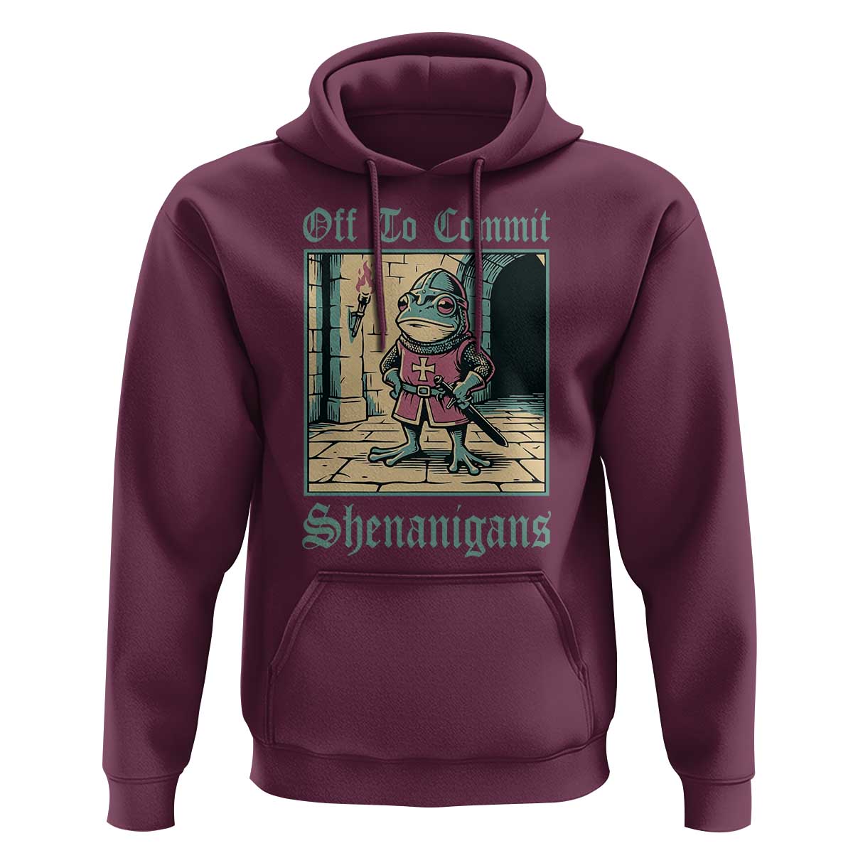 Funny Medieval Frog Knight Fantasy RPG Meme Hoodie Off To Commit Shenanigans