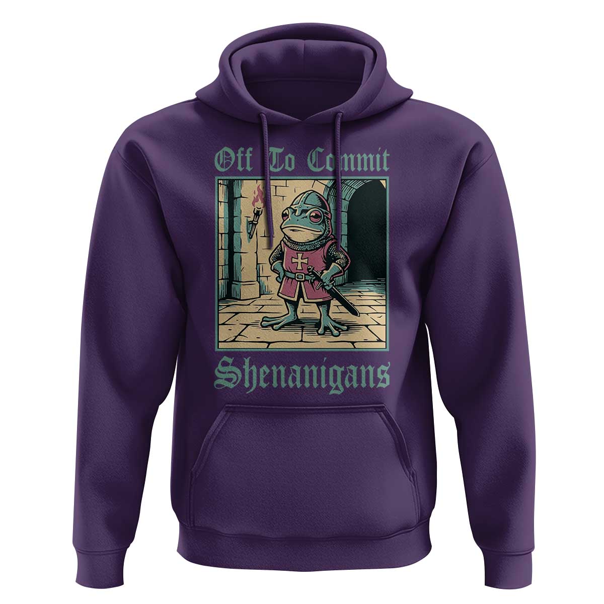 Funny Medieval Frog Knight Fantasy RPG Meme Hoodie Off To Commit Shenanigans