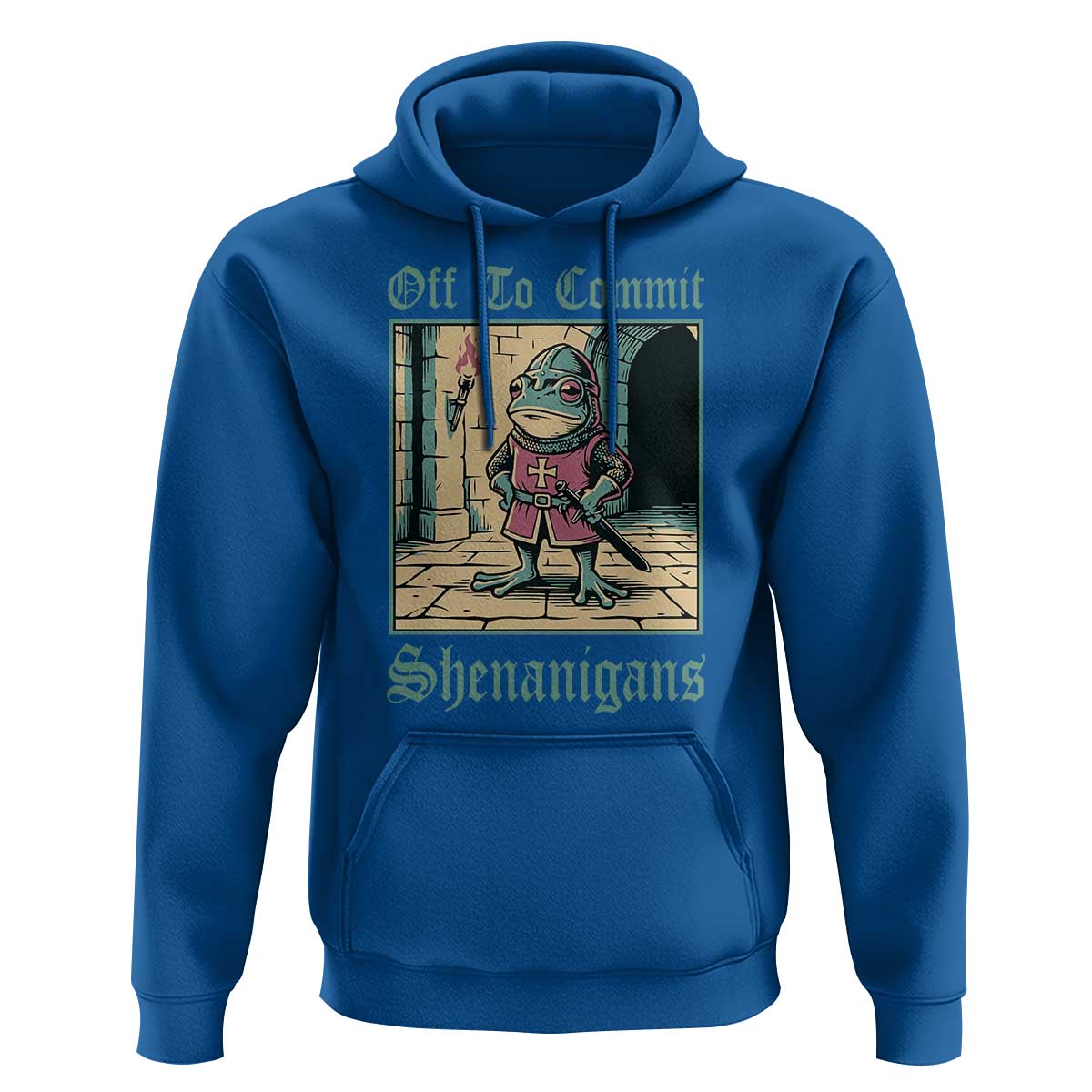 Funny Medieval Frog Knight Fantasy RPG Meme Hoodie Off To Commit Shenanigans