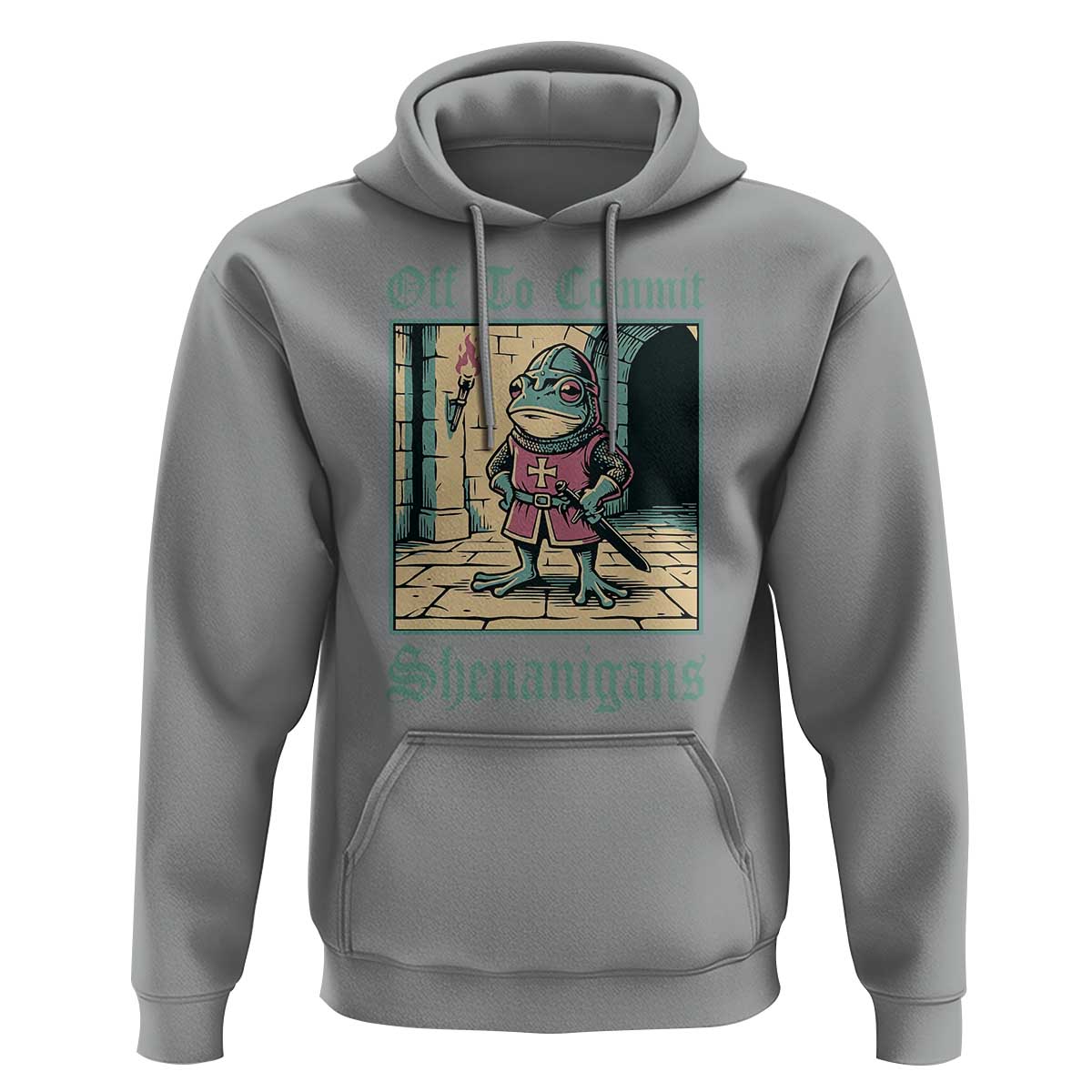 Funny Medieval Frog Knight Fantasy RPG Meme Hoodie Off To Commit Shenanigans