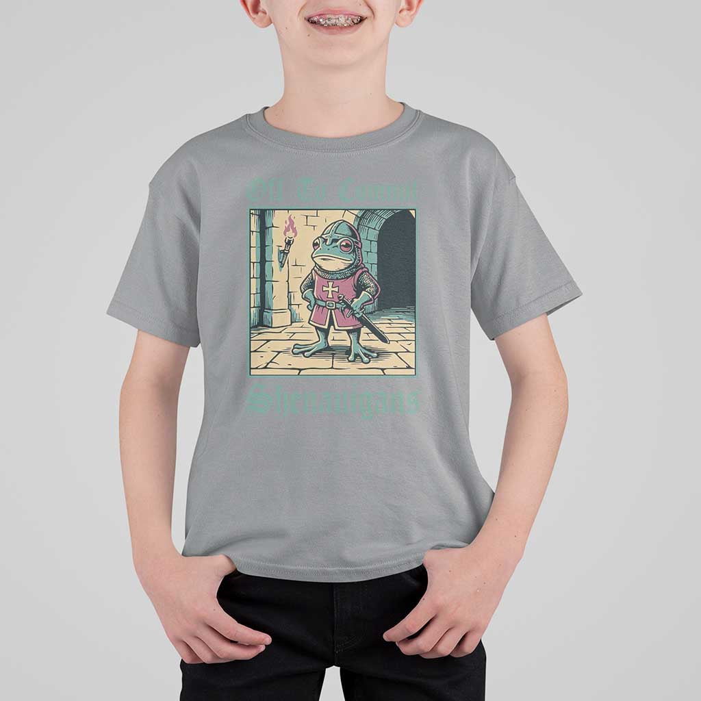 Funny Medieval Frog Knight Fantasy RPG Meme T Shirt For Kid Off To Commit Shenanigans