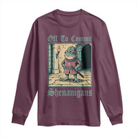 Funny Medieval Frog Knight Fantasy RPG Meme Long Sleeve Shirt Off To Commit Shenanigans