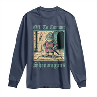 Funny Medieval Frog Knight Fantasy RPG Meme Long Sleeve Shirt Off To Commit Shenanigans