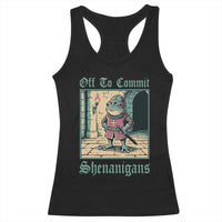 Funny Medieval Frog Knight Fantasy RPG Meme Racerback Tank Top Off To Commit Shenanigans