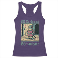 Funny Medieval Frog Knight Fantasy RPG Meme Racerback Tank Top Off To Commit Shenanigans