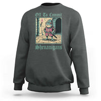 Funny Medieval Frog Knight Fantasy RPG Meme Sweatshirt Off To Commit Shenanigans