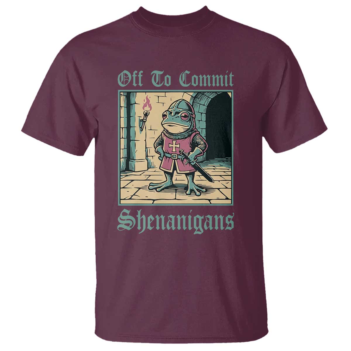 Funny Medieval Frog Knight Fantasy RPG Meme T Shirt Off To Commit Shenanigans