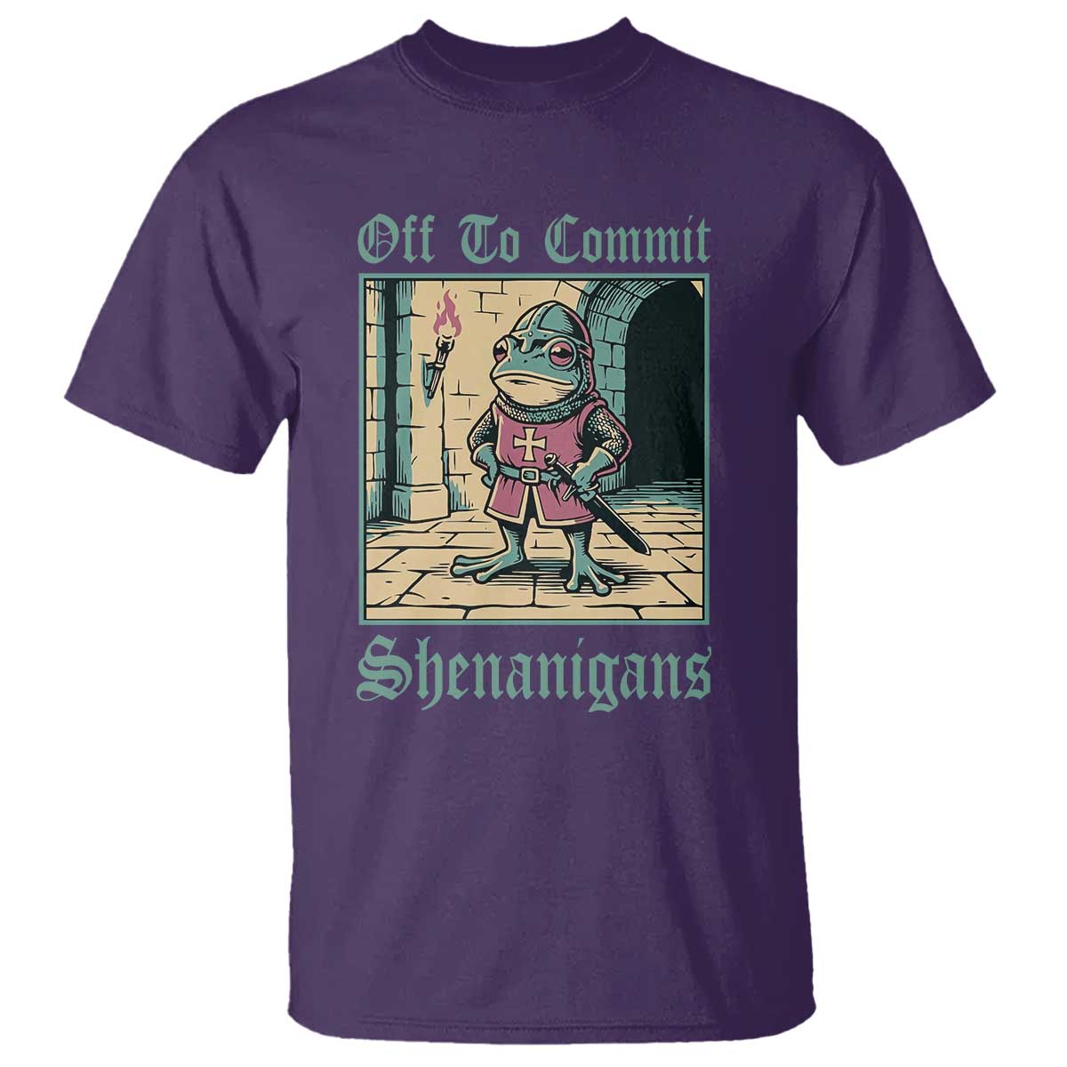 Funny Medieval Frog Knight Fantasy RPG Meme T Shirt Off To Commit Shenanigans