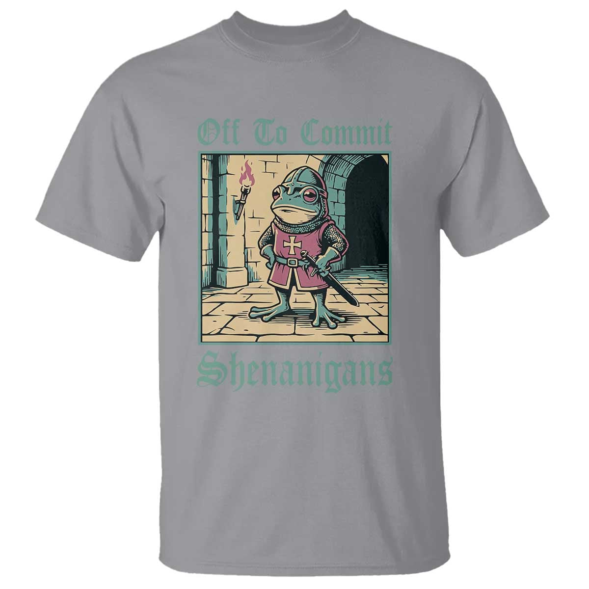 Funny Medieval Frog Knight Fantasy RPG Meme T Shirt Off To Commit Shenanigans