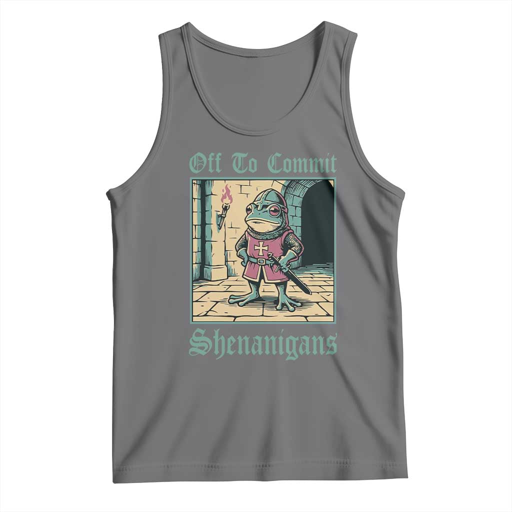 Funny Medieval Frog Knight Fantasy RPG Meme Tank Top Off To Commit Shenanigans