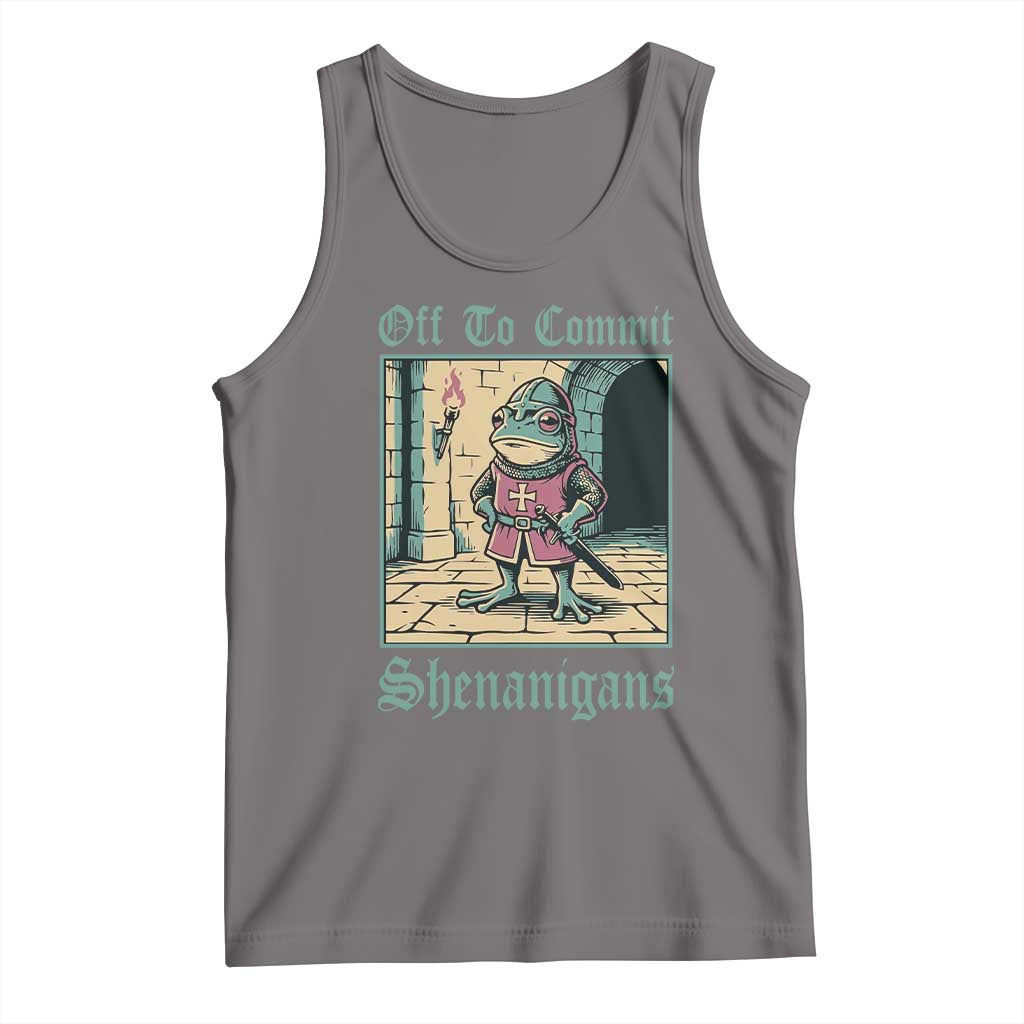 Funny Medieval Frog Knight Fantasy RPG Meme Tank Top Off To Commit Shenanigans