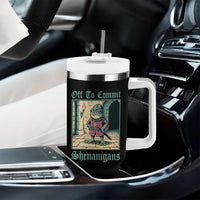 Funny Medieval Frog Knight Fantasy RPG Meme Tumbler With Handle Off To Commit Shenanigans