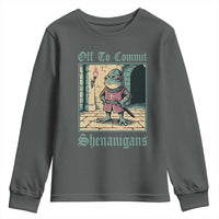 Funny Medieval Frog Knight Fantasy RPG Meme Youth Sweatshirt Off To Commit Shenanigans