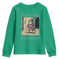Funny Medieval Frog Knight Fantasy RPG Meme Youth Sweatshirt Off To Commit Shenanigans