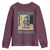 Funny Medieval Frog Knight Fantasy RPG Meme Youth Sweatshirt Off To Commit Shenanigans
