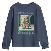 Funny Medieval Frog Knight Fantasy RPG Meme Youth Sweatshirt Off To Commit Shenanigans