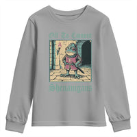 Funny Medieval Frog Knight Fantasy RPG Meme Youth Sweatshirt Off To Commit Shenanigans
