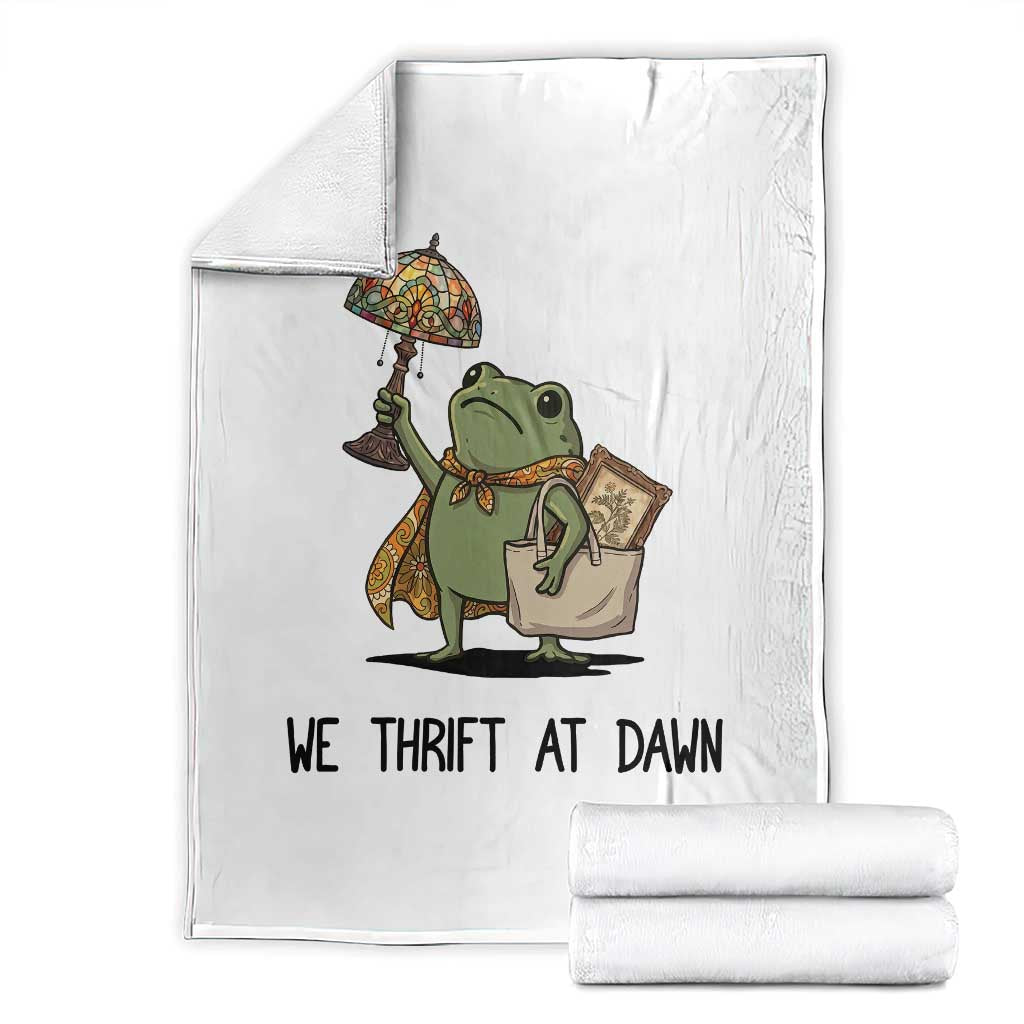 Funny Thrifting Frog Vintage Antique Hunter Throw Blanket We Thrift At Dawn Humor