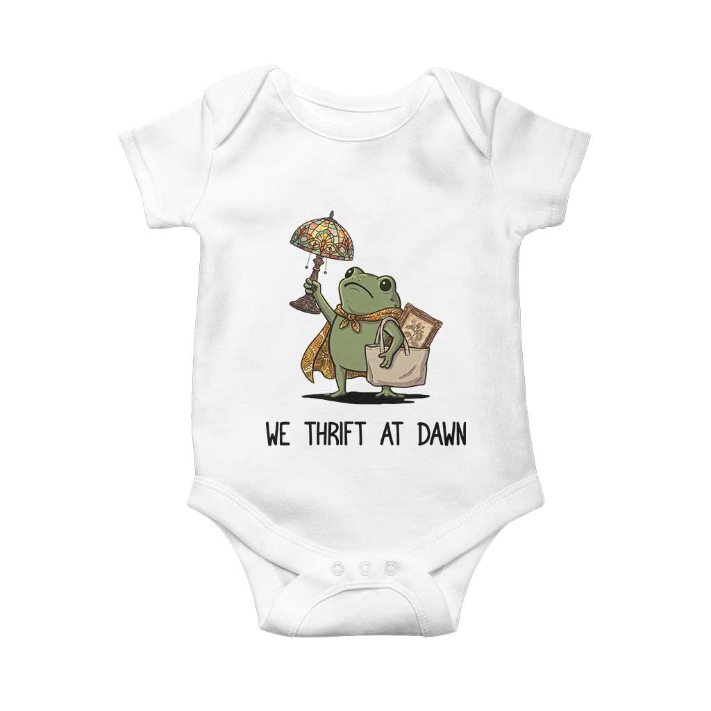 Funny Thrifting Frog Vintage Antique Hunter Baby Onesie We Thrift At Dawn Humor