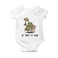 Funny Thrifting Frog Vintage Antique Hunter Baby Onesie We Thrift At Dawn Humor