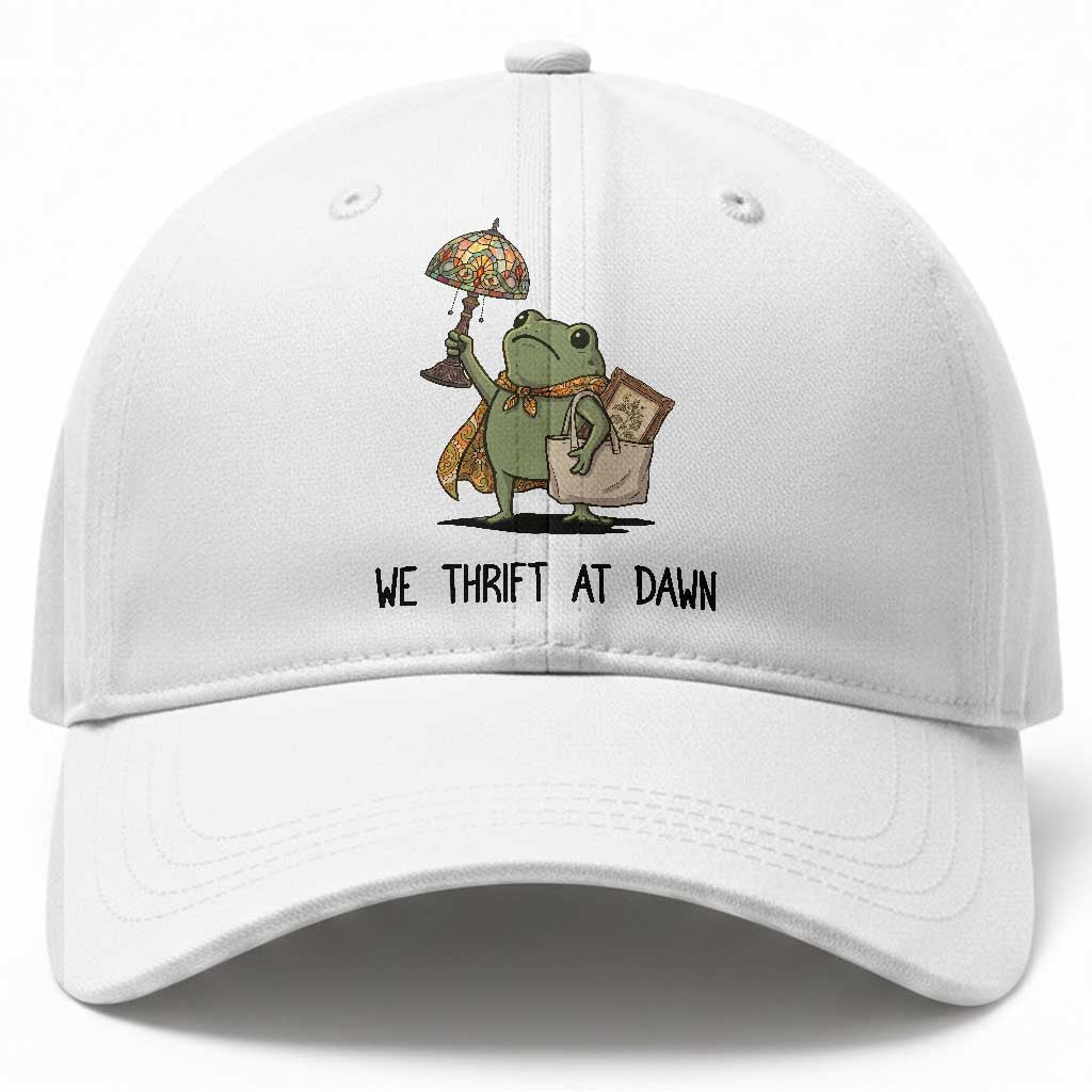 Funny Thrifting Frog Vintage Antique Hunter Baseball Cap We Thrift At Dawn Humor
