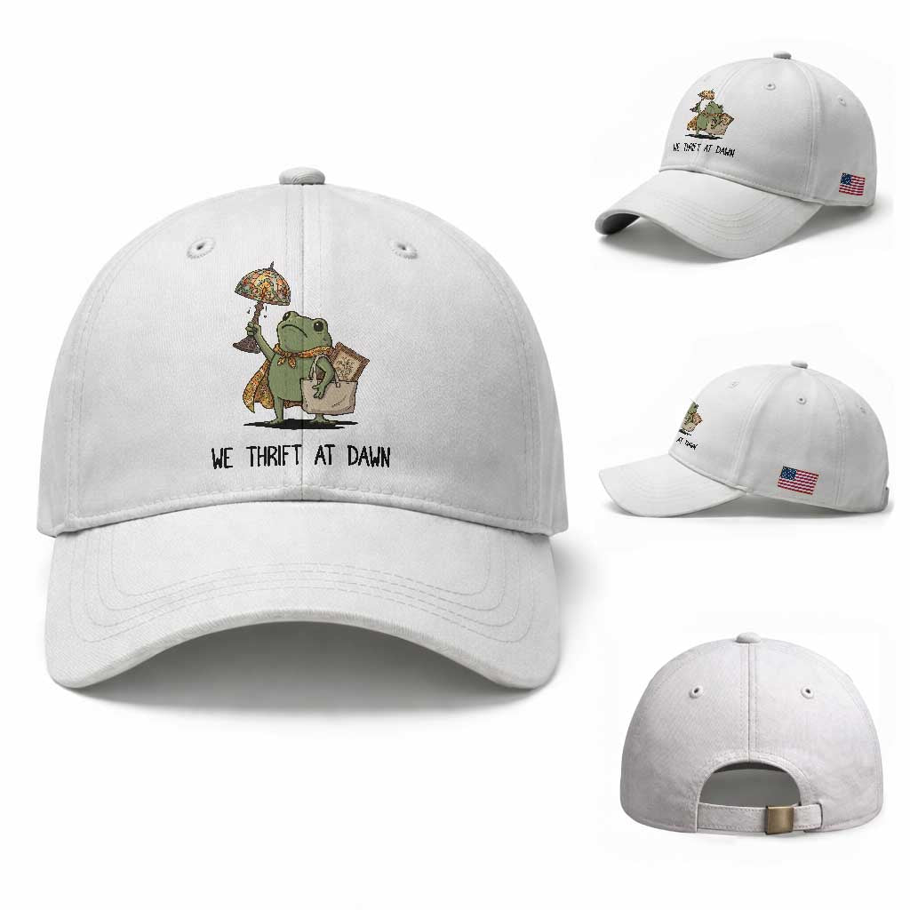 Funny Thrifting Frog Vintage Antique Hunter Baseball Cap We Thrift At Dawn Humor