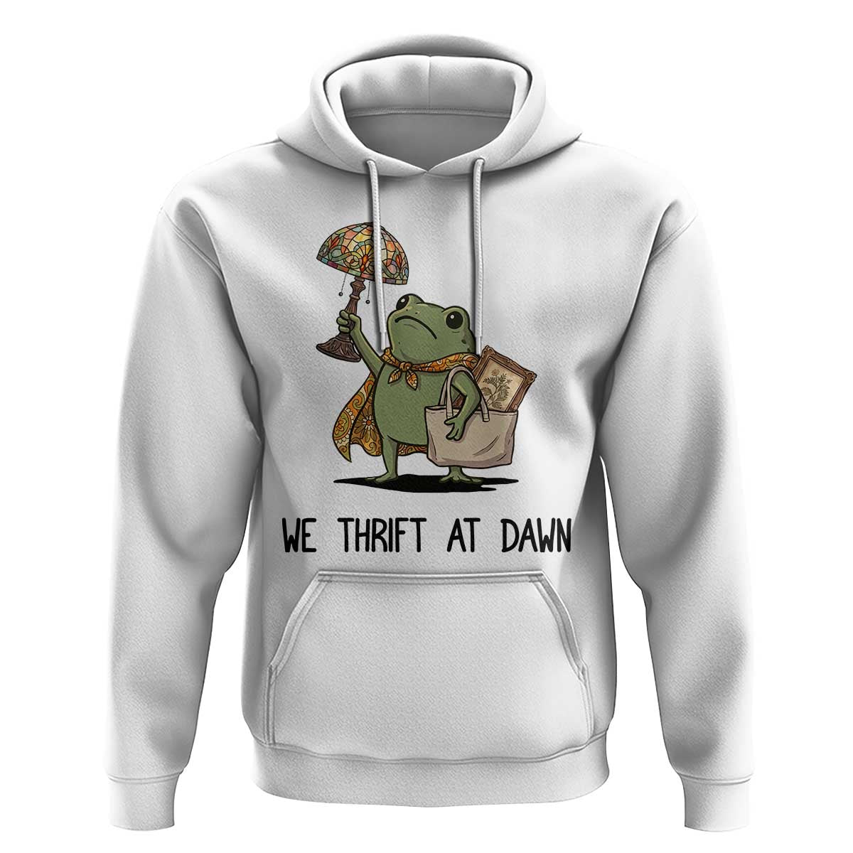 Funny Thrifting Frog Vintage Antique Hunter Hoodie We Thrift At Dawn Humor