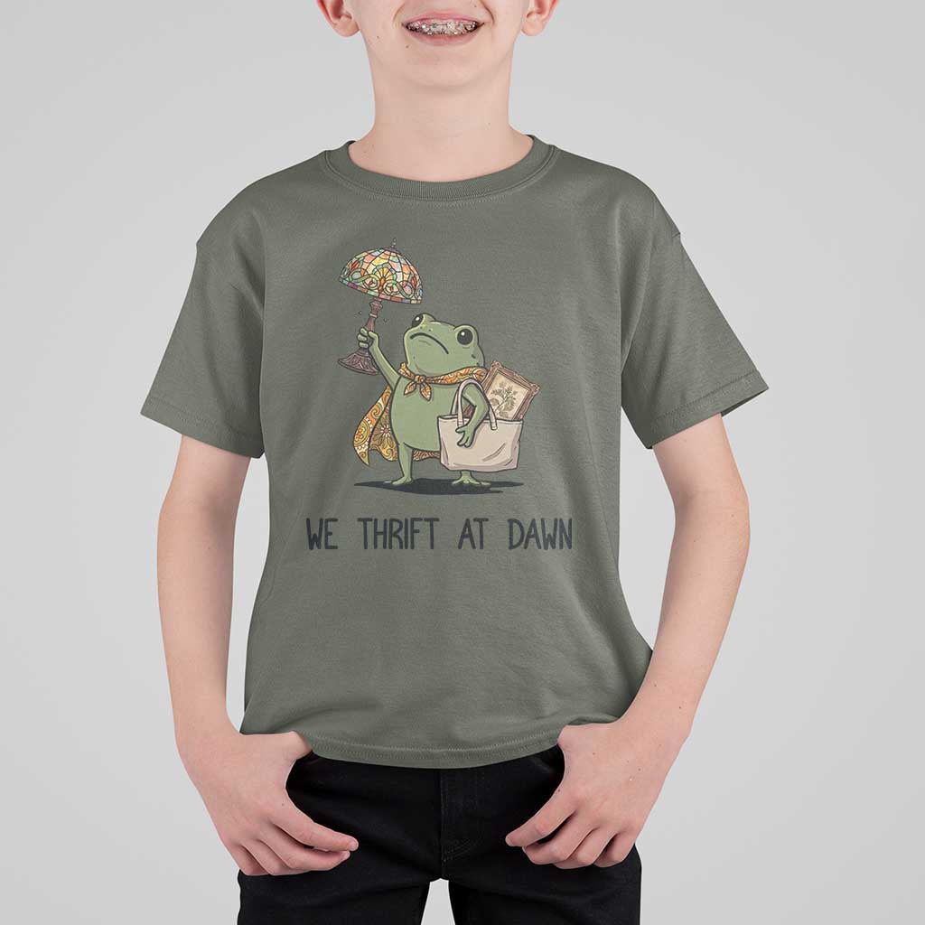 Funny Thrifting Frog Vintage Antique Hunter T Shirt For Kid We Thrift At Dawn Humor