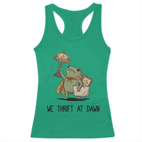 Funny Thrifting Frog Vintage Antique Hunter Racerback Tank Top We Thrift At Dawn Humor