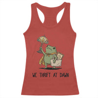 Funny Thrifting Frog Vintage Antique Hunter Racerback Tank Top We Thrift At Dawn Humor