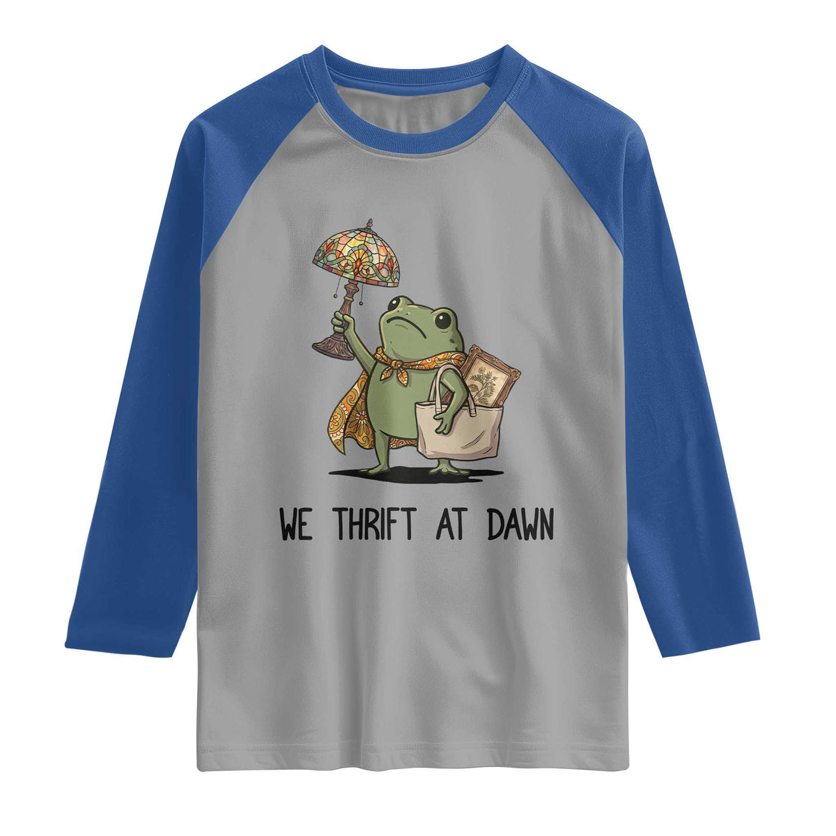 Funny Thrifting Frog Vintage Antique Hunter Raglan Shirt We Thrift At Dawn Humor