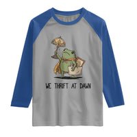Funny Thrifting Frog Vintage Antique Hunter Raglan Shirt We Thrift At Dawn Humor