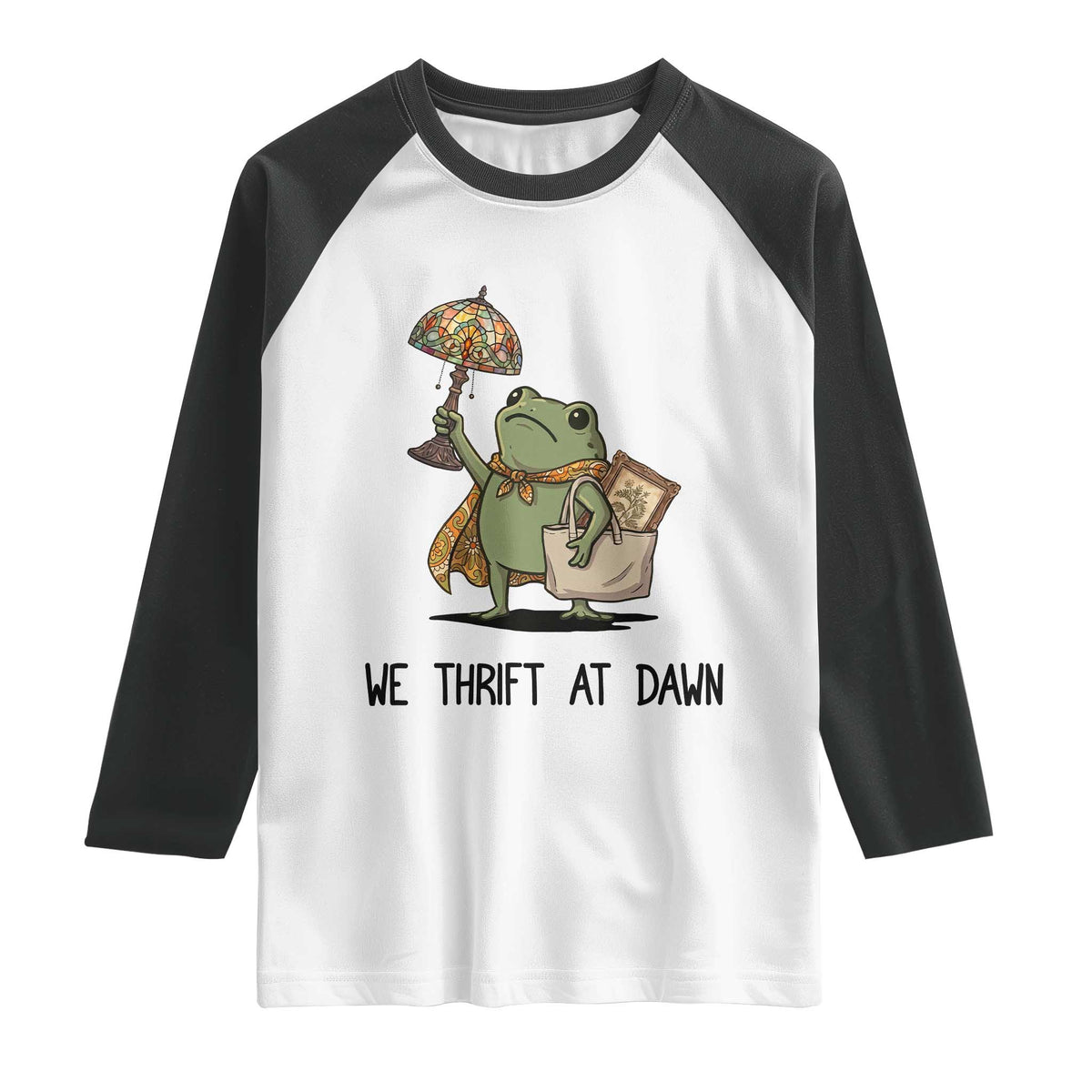 Funny Thrifting Frog Vintage Antique Hunter Raglan Shirt We Thrift At Dawn Humor