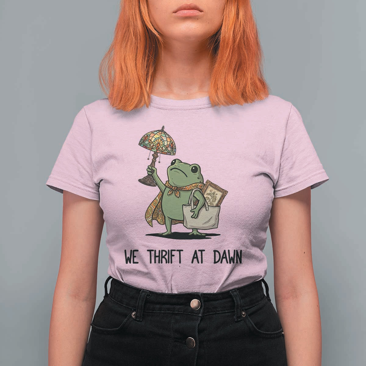 Funny Thrifting Frog Vintage Antique Hunter T Shirt For Women We Thrift At Dawn Humor
