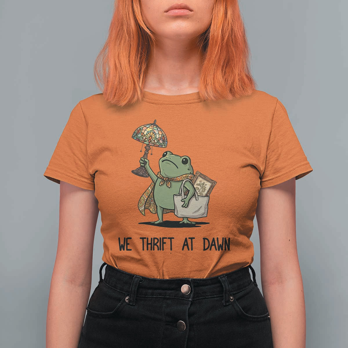 Funny Thrifting Frog Vintage Antique Hunter T Shirt For Women We Thrift At Dawn Humor