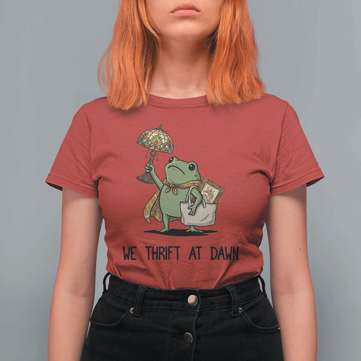 Funny Thrifting Frog Vintage Antique Hunter T Shirt For Women We Thrift At Dawn Humor