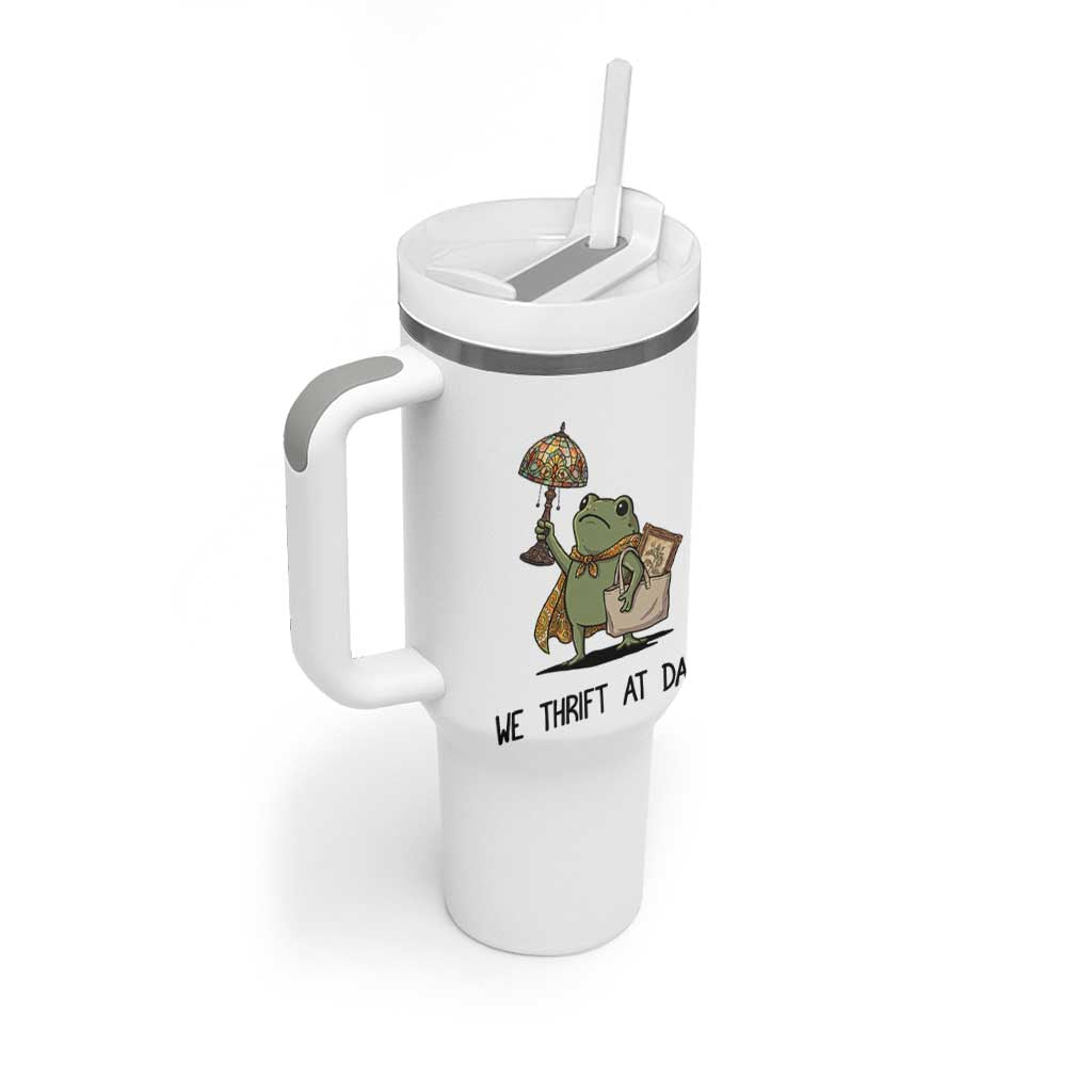 Funny Thrifting Frog Vintage Antique Hunter Tumbler With Handle We Thrift At Dawn Humor
