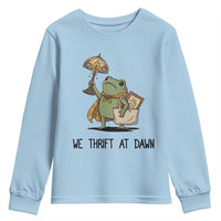 Funny Thrifting Frog Vintage Antique Hunter Youth Sweatshirt We Thrift At Dawn Humor