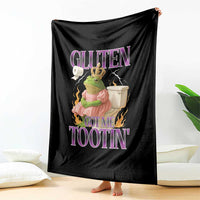 Funny Gluten Free Frog Princess Toilet Meme Throw Blanket Gluten Got Me Tootin