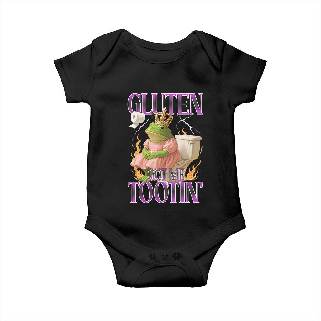 Funny Gluten Free Frog Princess Toilet Meme Baby Onesie Gluten Got Me Tootin